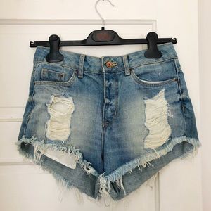Distressed Denim Cut Off Shorts